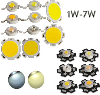 10pcs/Set High Power LED Chip 1W 3W 5W 7W COB Or With PCB LED Beads SMD LED Bead Warm/ Cold White 1 3 5 7 Watt