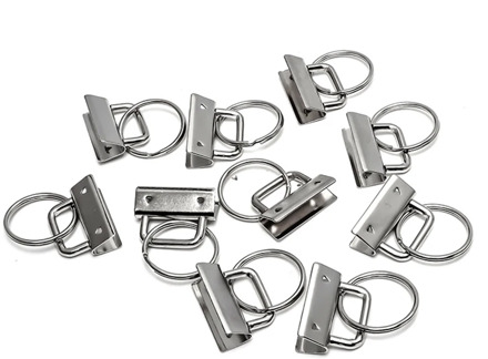 10Pcs/Set Key Fob 25mm Keychain Split Ring Webbing Ribbon Cotton For Wrist Wristlets Cotton Tail Clip Hardware Accessories