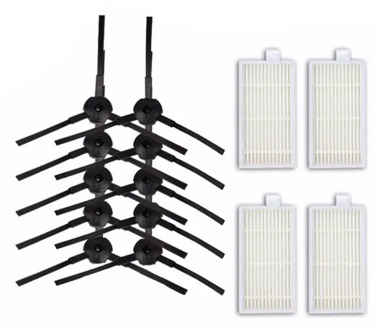 10pcs side brush+4pcs filter Hepa for Ariete Briciola 2711 2712 2713 2717 ROBOT HOFER Cleaner parts accessories