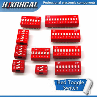 10PCS Slide Type Switch 1 2 3 4 5 6 7 8 9 10 12 Bit 2.54mm Position Way DIP Red Pitch Toggle Switch Red Snap Switch hjxrhal
