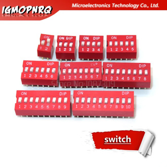 10PCS Slide Type Switch Module 1 2 3 4 5 6 7 8 9 10 12 Bit 2.54mm Position Way DIP Red Pitch Toggle Switch Red Snap Switch