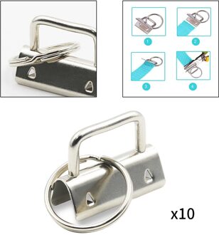 10Pcs Sliver Sleutelhanger Hardware Met Sleutelhanger Ambachten Riemen Lanyard Lint Diy 1.25duim Length