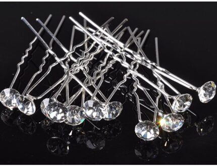 10Pcs Sliver Wedding Bridal Hair Pin Clear Crystal Rhinestone Haarspeld Clips Vrouwen Haar Sieraden Clip Tool Gratis