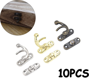 10PCS Small Antique Metal Lock Decorative Hasps Hook Gift Wooden Jewelry Box Padlock With Screws For Furniture Hardware