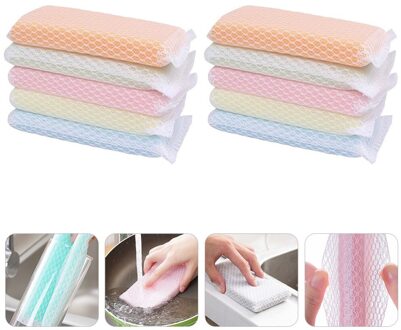 10Pcs Spons Schurende Doek Rag Scrub Reinigingsborstel Afwassen Borstel Doek