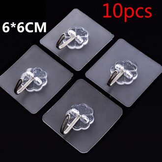 10Pcs Sterke Onzichtbare Cartoon Haak Muur Keuken Zelfklevende Haak Nail-Gratis Zuignap Haak Badkamer Multi-purpose Haken 10stk transparant