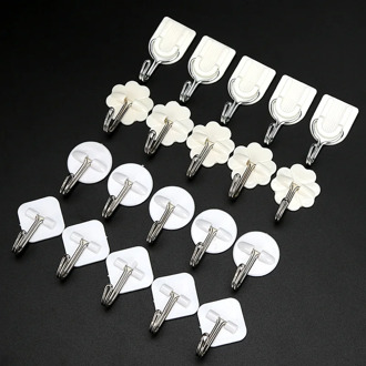 10PCs Strong Adhesive Wall Sticky Hooks 180 Degree Rotating Stick on Hooks for Bathroom Kitchen Key Holder Hanging Shelf 4 Types