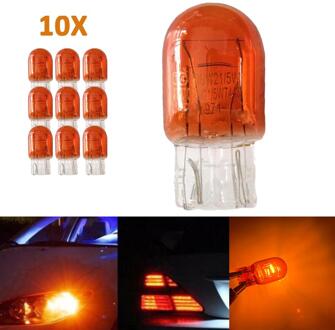10Pcs T20 7443 7440 Signaal Licht W21/5W 3800K Halogeenlamp Helder Glas Dagrijverlichting turn Stop Brake Tail Lamp Drl Bulb Oeange