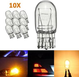 10Pcs T20 7443 7440 Signaal Licht W21/5W 3800K Halogeenlamp Helder Glas Dagrijverlichting turn Stop Brake Tail Lamp Drl Bulb wit