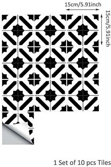 10Pcs Thuis Pvc Tegels Stickers Muursticker Retro Decor Waterdichte Keuken 15*15Cm Thuis Badkamer Keuken december 01