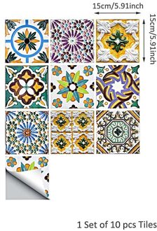 10Pcs Thuis Pvc Tegels Stickers Muursticker Retro Decor Waterdichte Keuken 15*15Cm Thuis Badkamer Keuken december 02