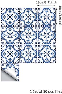 10Pcs Thuis Pvc Tegels Stickers Muursticker Retro Decor Waterdichte Keuken 15*15Cm Thuis Badkamer Keuken december 07