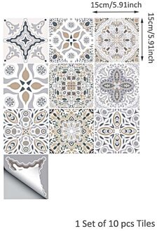 10Pcs Thuis Pvc Tegels Stickers Muursticker Retro Decor Waterdichte Keuken 15*15Cm Thuis Badkamer Keuken december 08