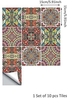10Pcs Thuis Pvc Tegels Stickers Muursticker Retro Decor Waterdichte Keuken 15*15Cm Thuis Badkamer Keuken december 09