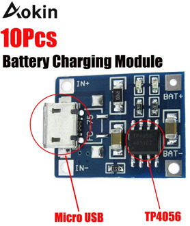 10Pcs TP4056 5V 1A Micro USB 18650 Lithium Battery Charging Board Charger Module Protection Dual Functions for arduino Diy Kit