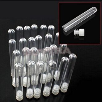 10Pcs Transparant 12X100 Mm U-Vormige Bodem Lange Reageerbuis Lab Supplies Clear Plastic Reageerbuis met Cap