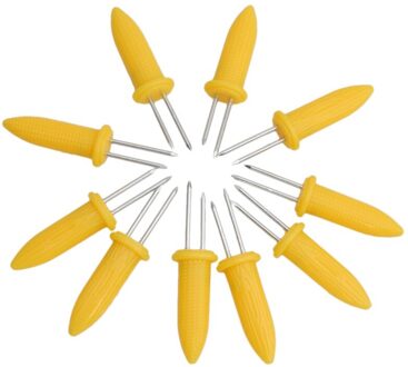 10Pcs Twin Prong Spiesjes Barbecue Vork Maïskolven Houders Rvs Bbq Gaffel Spiesjes Vorken Party Grillen bbq Gereedschap