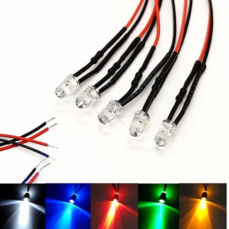 10Pcs Twinkle Flash 2V 3V 5V 6V 9V 12V Clear 5mm Flashing LED With 20cm Red&Black Wire Light=White Red Blue Green Yellow