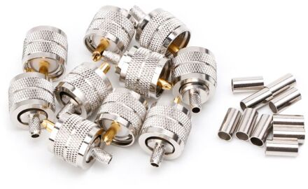 10Pcs Uhf Mannelijke PL259 Plug Crimp RG58/142 LMR195 RG400 Geschroefd Koppeling Connector