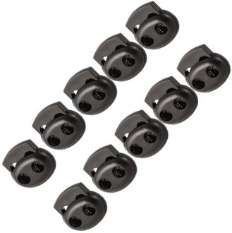 10Pcs Universele Rugzak Bergbeklimmen Zak Threading Gesp Dubbele Gat Koordvergrendeling (Zwart) zwart 1
