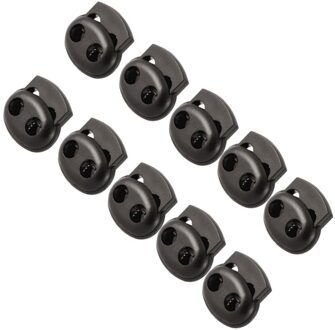 10Pcs Universele Rugzak Bergbeklimmen Zak Threading Gesp Dubbele Gat Koordvergrendeling (Zwart)