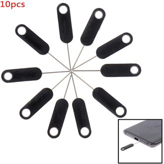 10Pcs Universele Sim Kaart Lade Pin Uitwerpen Verwijderen Naald Opener Ejector Voor Smartphones Tabletten Zwart
