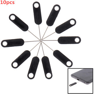 10Pcs Universele Sim Kaart Lade Pin Uitwerpen Verwijderen Naald Opener Ejector Voor Smartphones Tabletten Zwart
