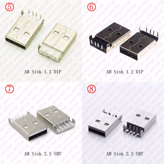 10PCS USB 2.0 Jack A Type Male Plug Connector USB jack AM 4pin Sink 2.5 SMT /Sink 1.2 DIP Cable Soldering