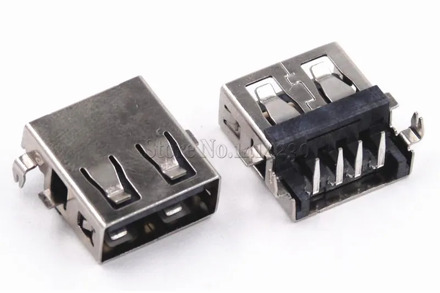 10Pcs USB Type A Female Socket Short body 90 Degrees AF10.0-4PINS 6.3 height rimless Black DIP 4PINS