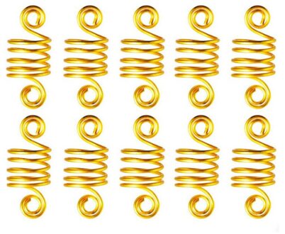 10Pcs Verstelbare Dreadlock Kralen Tube Ring Voor Vlechten Haar Kralen Braid Manchet Clip Voorjaar Manchetknopen Mannen Vrouwen Haar Styling accessoires Goud