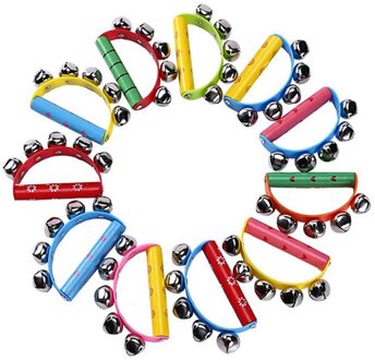 10Pcs Vivid Kleur Jingle Bells Sleigh Bells Instrument Op Houten Handvat Voor Baby Kids Kinderen Muzikaal Speelgoed