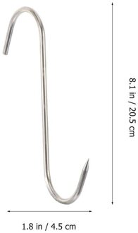 10Pcs Vlees Haken S-Vormige Haken Rvs Muur Haken Hanger Haak Sluiting Houder Haken Opknoping Opslag Gereedschap keuken Gadget 20.5cm