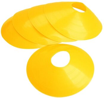 10Pcs Voetbal Training Teken Schotel Plaat Kegel Obstakel Marker Lade Voetbal Training Disc Apparatuur Gewone Ronde Mond (Geel)