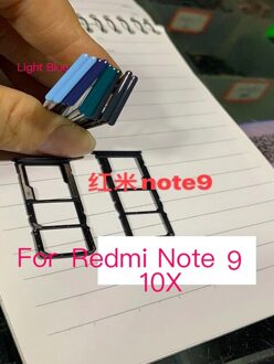 10Pcs Voor Xiaomi Redmi Note 9 Note 9 10X Reader Sim-kaart Lade Houder Slot Adapter Vervanging Deel 10X licht blauw