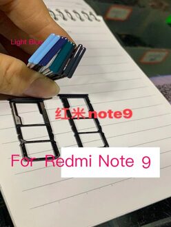 10Pcs Voor Xiaomi Redmi Note 9 Note 9 10X Reader Sim-kaart Lade Houder Slot Adapter Vervanging Deel note 9 licht blauw