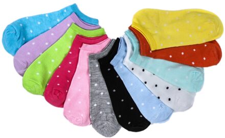 10Pcs Vrouwelijke Hart Dot Effen Low Cut Sokken Korte Sokken Slippers Vrouwen Spring Summer Katoen Ankle Boot sokken Dots