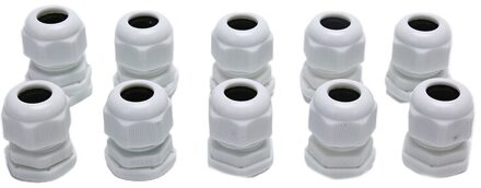 10Pcs Wartel Nylon Waterdichte Entry IP68 PG16 Voor M12 * 1.5M Metalen Waterdichte Joint Connector Jiont Outlet vergrendeling Connector wit