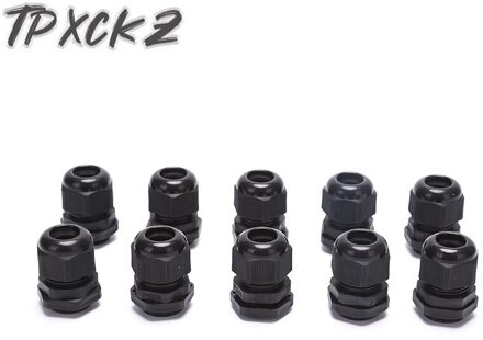 10Pcs Wartel Nylon Waterdichte Entry IP68 PG16 Voor M12 * 1.5M Metalen Waterdichte Joint Connector Jiont Outlet vergrendeling Connector zwart