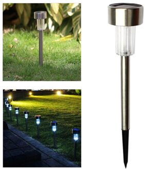 10Pcs Waterdichte Led Solar Gazon Lamp Tuin Pathway Yard Bolderarmatuur Stok Solar Straat Lamp Tuin Decoratie warm wit