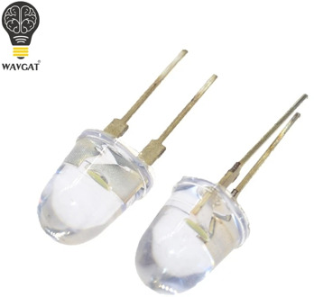 10PCS WAVGAT LED 10mm White Transparent 150mA 0.75W Ultra Bright Round LED Light Emitting Diode Lamp Water Clear Bullet Shape