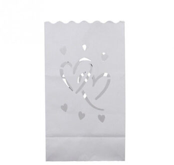 10Pcs Wedding Hart Licht Houder Papieren Lantaarn Kaars Zak Thuis Romantische Bruiloft Decoratie Valentijnsdag Levert dubbele loveheart