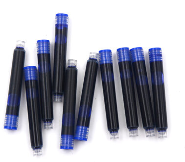 10pcs Wegwerp Blauw En Zwart Vulpen Inktcartridge Vullingen Lengte Vulpen Inktcartridge Vullingen 10stk blauw ink