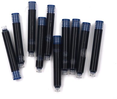 10pcs Wegwerp Blauw En Zwart Vulpen Inktcartridge Vullingen Lengte Vulpen Inktcartridge Vullingen 10stk donker blauw ink