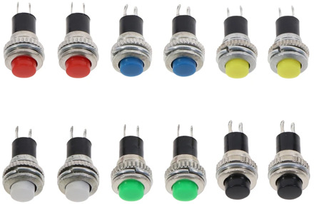 10pcs White Red Green Blue Black Yellow Panel mount 10mm Momentary OFF-(ON) Push button Switch Upper Screw Thread