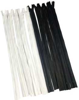 10Pcs Wit Zwart Onzichtbare Nylon Gesloten End Zip Ritsen Voor Naaien Tailor Dressmaking 40Cm