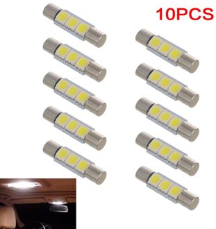 10pcs Witte LED 29mm 5050 3SMD Zekering Vanity Mirror Gloeilamp voor 6641 TS-14V1CP
