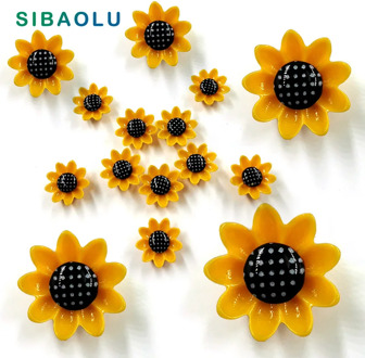 10pcs Yellow flowers Fridge magnet cartoon mode whiteboard sticker Resin Refrigerator Magnets Home DIY Decoration Accessories