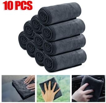 10Pcs Zwarte Auto Care Polijsten Wassen Handdoeken Microvezels Auto Detailing Cleaning Zachte Doeken Thuis Venster 30x40cm