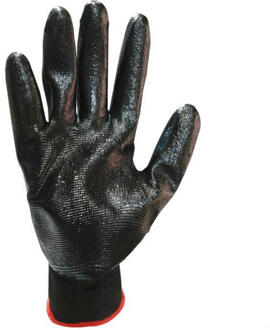 10Pcs Zwarte Nbr Labor Handschoenen Antislip Slijtvaste Gecoate Rubberen Handschoenen Rubberen Beschermende Olie-slip Handschoenen