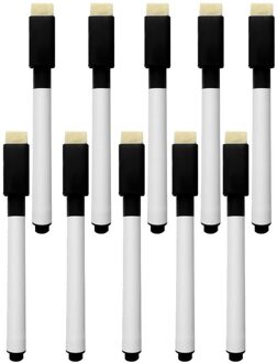 10Pcs Zwarte School Klaslokaal Whiteboard Pen Droog White Board Markers Ingebouwde Gum Student Kinderen Tekening Pen